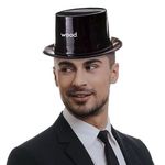 Black Plastic Top Hats - Bright Black