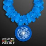 Blue Flower Lei Necklace with Medallion (Non-Light Up) -  