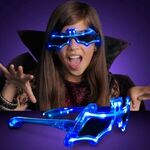 Blue LED Bat Shaped Flashing Sunglasses -  