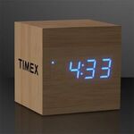 Blue LED Cube Alarm Clock With USB - Blue