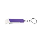 Bottle Opener/Phone Stand Key Chain - White With Purple