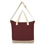 Bottom Line Cotton Tote Bag - Natural With Burgundy
