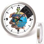 Bridge 14" Brushed Metal Analog Wall Clock with Glass Lens - Silver