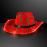 Christmas Cowboy Hats, Holly & Lights with Black Band - Red-green