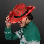 Christmas Cowboy Hats, Holly & Lights with Black Band -  