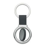 Circular Metal Spinner Key Tag - Silver With Black