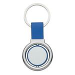 Circular Metal Spinner Key Tag - Silver With Blue