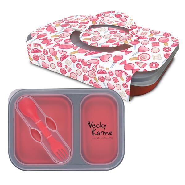 Main Product Image for Advertising Collapsible 2-Section Food Container And Dual Utensi