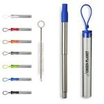 Collapsible Colored Metal Straw Travel Set -  