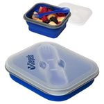 Collapsible Silicone Lunch Box with Fork & Spoon -  