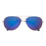 Color Mirrored Aviator Sunglasses - Blue
