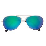 Color Mirrored Aviator Sunglasses - Green