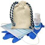 Cotton Drawstring Sanitizer Kit - Blue