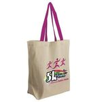 Cotton Grocery Brunch Tote - Digital - Natural With Hot Pink Handle