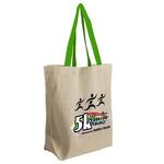 Cotton Grocery Brunch Tote - Digital - Natural With Lime Green Handle