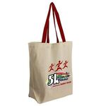 Cotton Grocery Brunch Tote - Digital - Natural With Red Handle