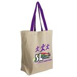 Cotton Grocery Brunch Tote - Digital - Natural With Violet Handle