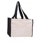 Cotton Gusset Accent Box Tote - Black