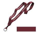 Cotton Lanyard with Metal Crimp & Metal Split-Ring 1" - Burgundy