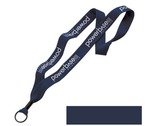 Cotton Lanyard with Metal Crimp & Metal Split-Ring 1" - Navy Blue