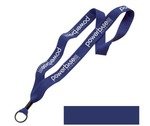 Cotton Lanyard with Metal Crimp & Metal Split-Ring 1" - Royal Blue