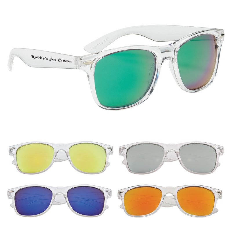 Main Product Image for Imprinted Crystalline Mirrored Malibu Sunglasses