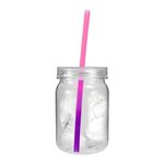 Custom Imprinted 24 oz. Plastic Mason Jar, Full Color - Clear Lid & Jar