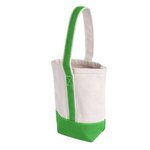 Custom Imprinted Deux Wine Bottle Tote Bag - Natural With Lime