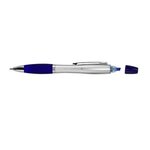 Custom Imprinted Elite Pen With Matching Color Highlighter Combo - Silver-blue