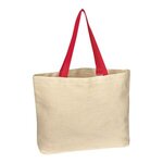 Custom Imprinted Natural Cotton Canvas Tote Bag - White-red