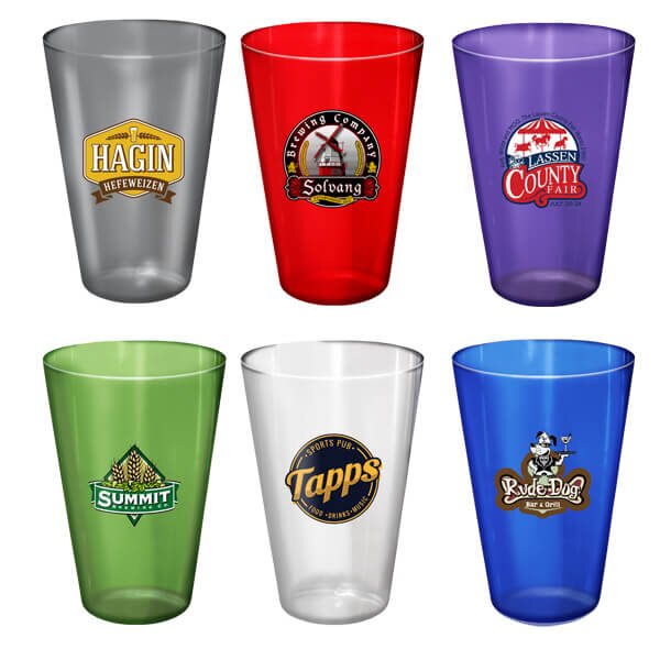 Main Product Image for USA Made Plastic Pint Glass  16 oz. - Full Color