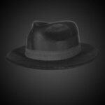 Custom Printed Black Velour Fedora Gangster Hat - Black Band