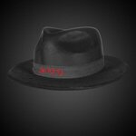 Custom Printed Black Velour Fedora Gangster Hat -  