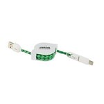 Custom Printed Charging Cable 3-in-1 Fabric Charge-It(TM) Cable - Lime