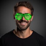 Custom Printed Green Light-Up LED Slotted Glasses -  