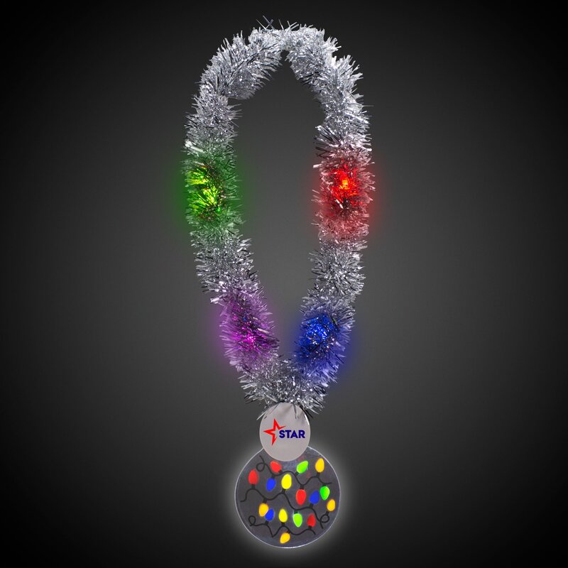 Main Product Image for Custom Printed LED Christmas Medallion Tinsel Necklace