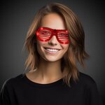 Custom Printed Light-Up LED Slotted Glasses Red -  
