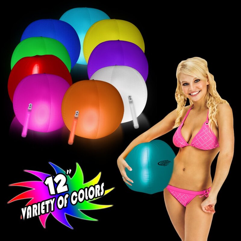 Main Product Image for Custom Printed Translucent Beach Ball with Glow light Stick 12"