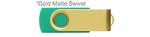 Custom Printed USB 512 MB - Green w/ Gold Swivel