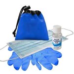 Drawstring Hand Sanitizer Pouch - Blue
