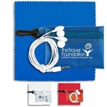 Earbud Tech Kit with Microfiber Cleaning Cloth In Translucen - Blue