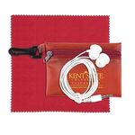 Earbud Tech Kit with Microfiber Cleaning Cloth In Translucen - Red