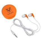 Earbuds In Round Plastic Case -  