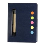 Eco Stowaway Sticky Jotter With Pen - Blue