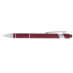 Ellipse Stylus - Laser Engraved - Metal Pen - Dark Red-silver