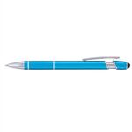 Ellipse Stylus - Laser Engraved - Metal Pen - Light Blue-silver