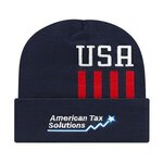 Embroidered In Stock Patriotic Knit Cap With Cuff -  