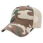 Embroidered Woodland Camo with Soft Mesh Back Cap - Woodland Camo-stone