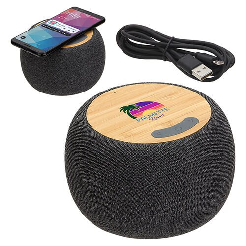 Main Product Image for Empire Bamboo Wireless Speaker With 5w Wireless Charger