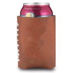 Faux Leather Football Can Cooler Sleeve - Medium Brown